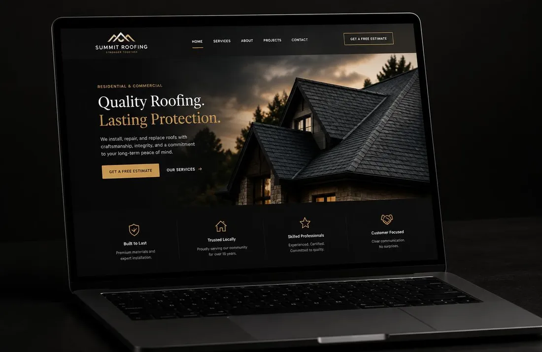 Concept website design for Summit Roofing