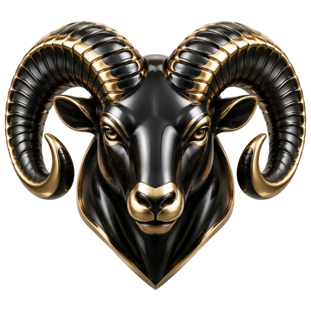 Ram Marketing emblem — a sculpted black and gold emblem